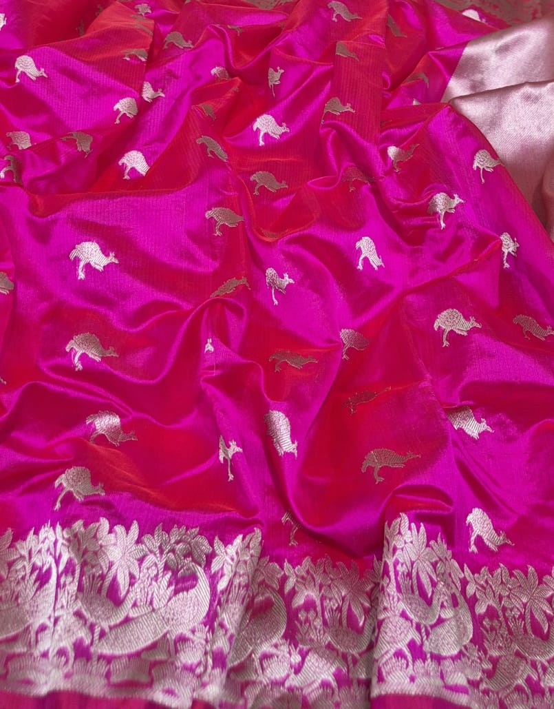 Designer pink chanderi silk saree