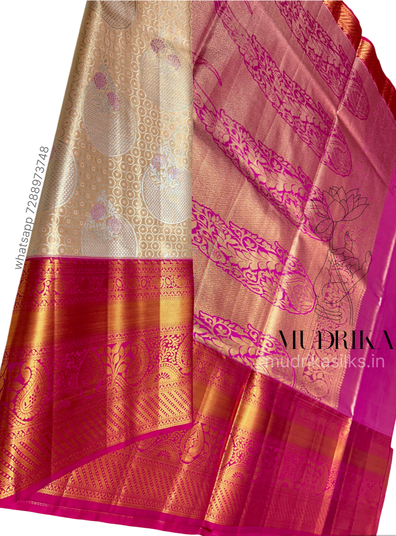 Tissue Kanchipattu sarees with Pink border
