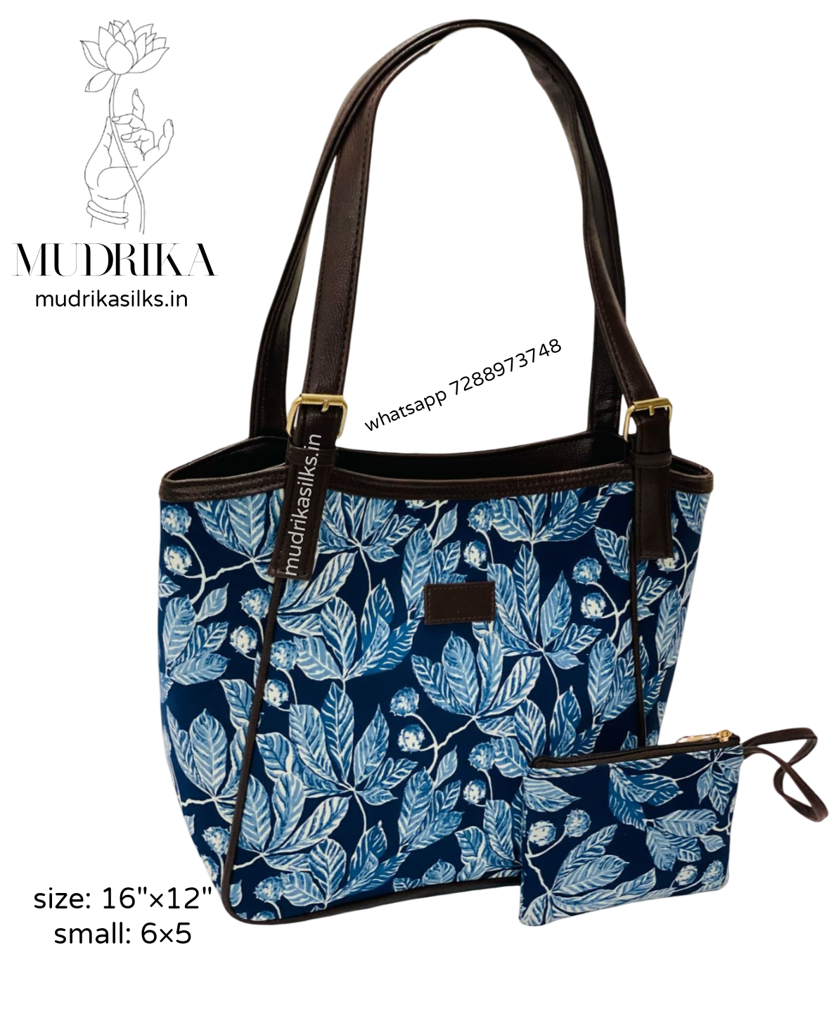 Indigo floral tote bag