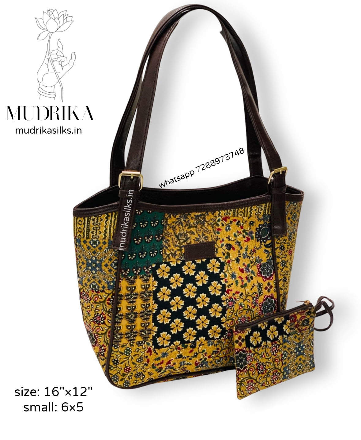 Yellow floral tote bag