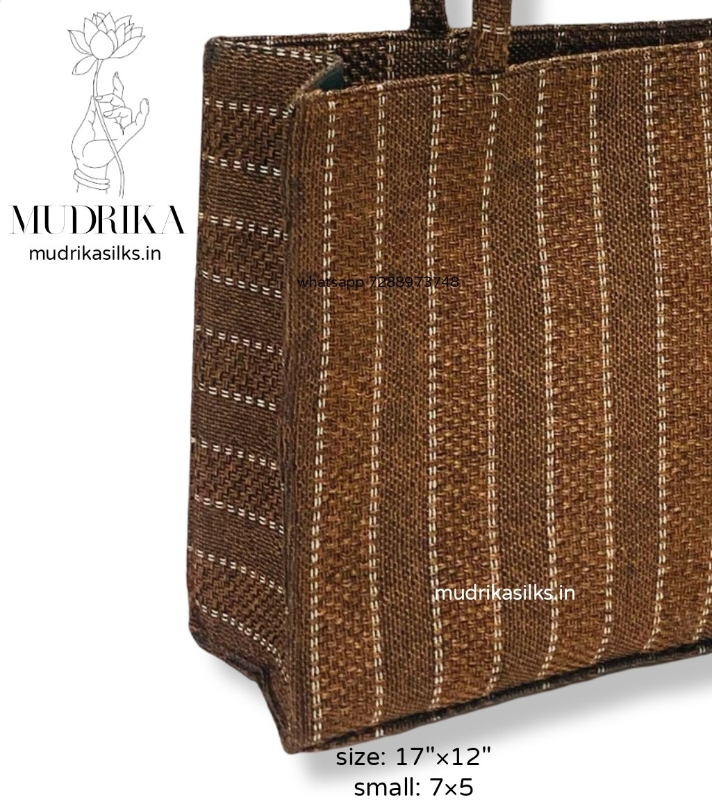 Jute strips tote bag