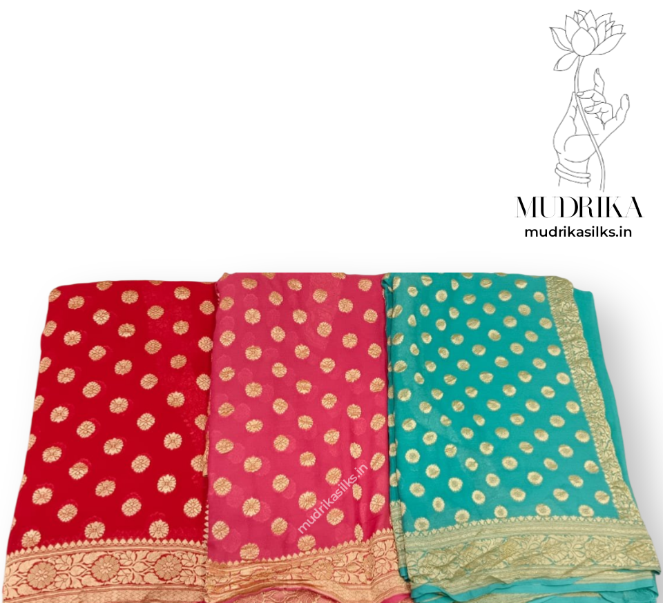 Red handloom georgette saree