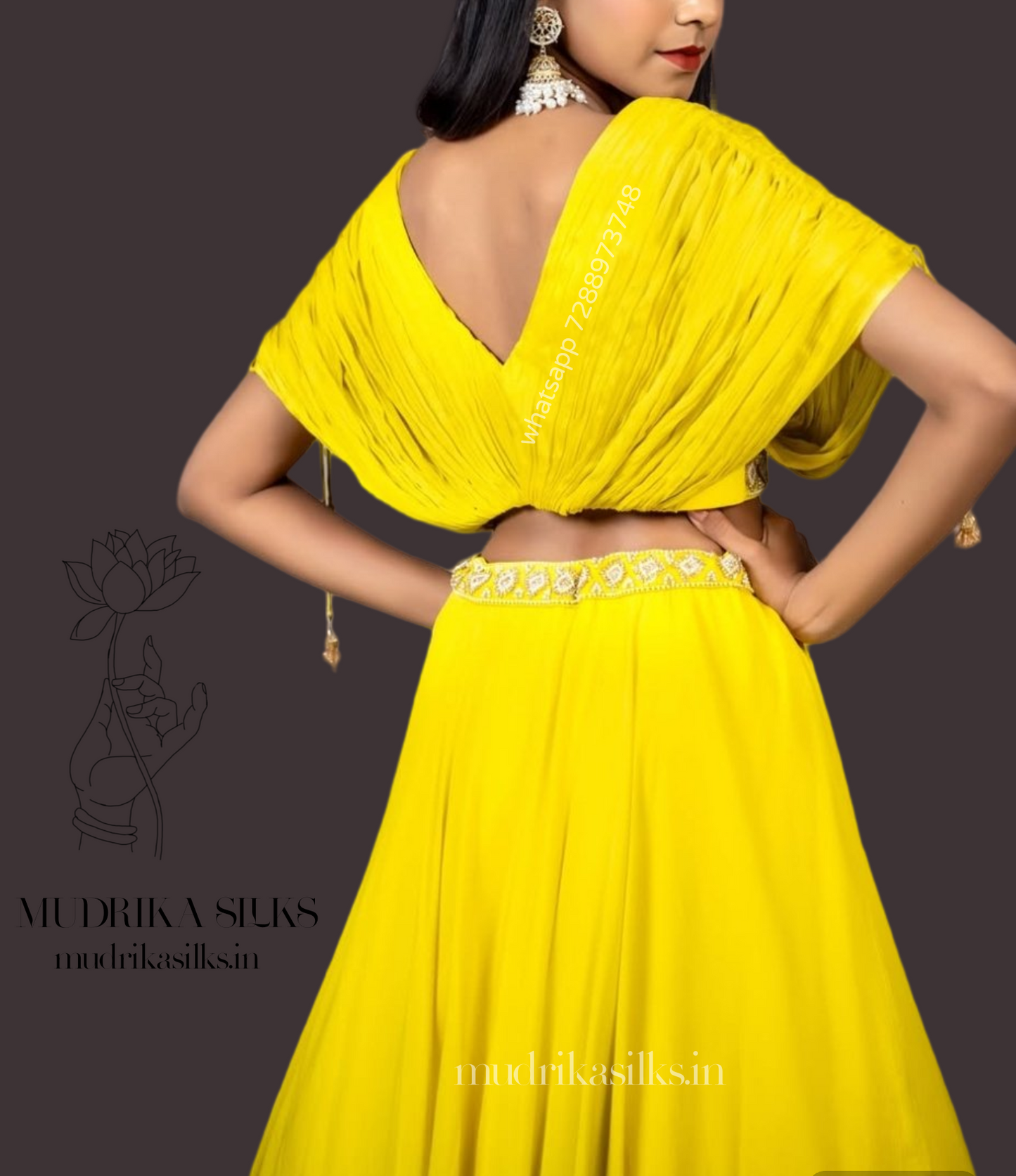 Yellow lehenga with designer blouse
