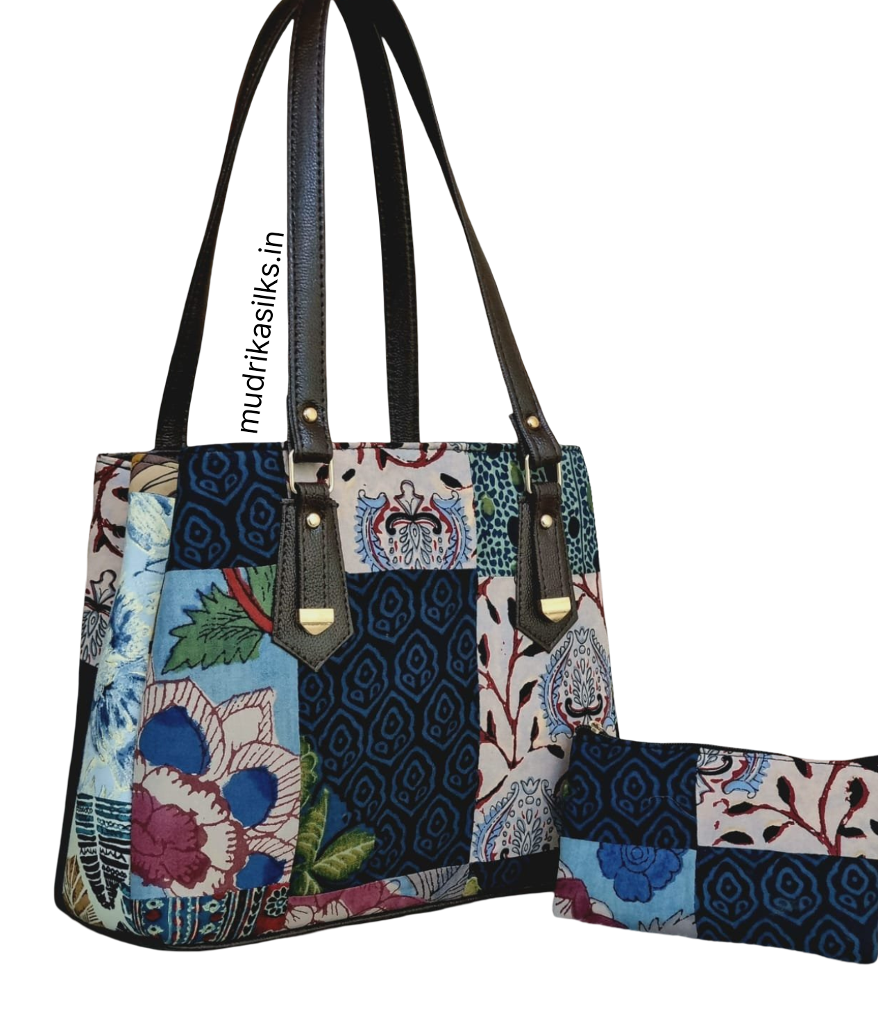 Kalamkari style printed tote handbag