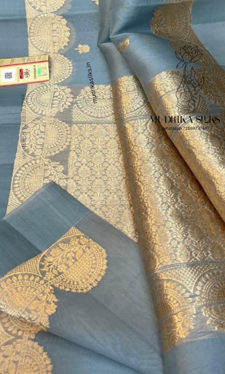 Banaras kora organza saree with double zari weaving