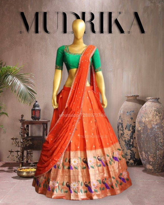 Lehenga set with green blouse