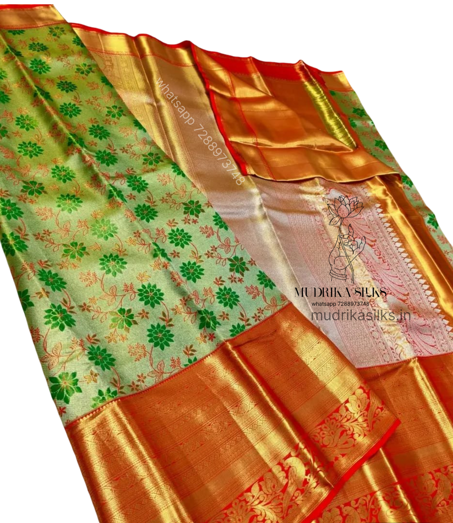 Traditional green with rich pallu