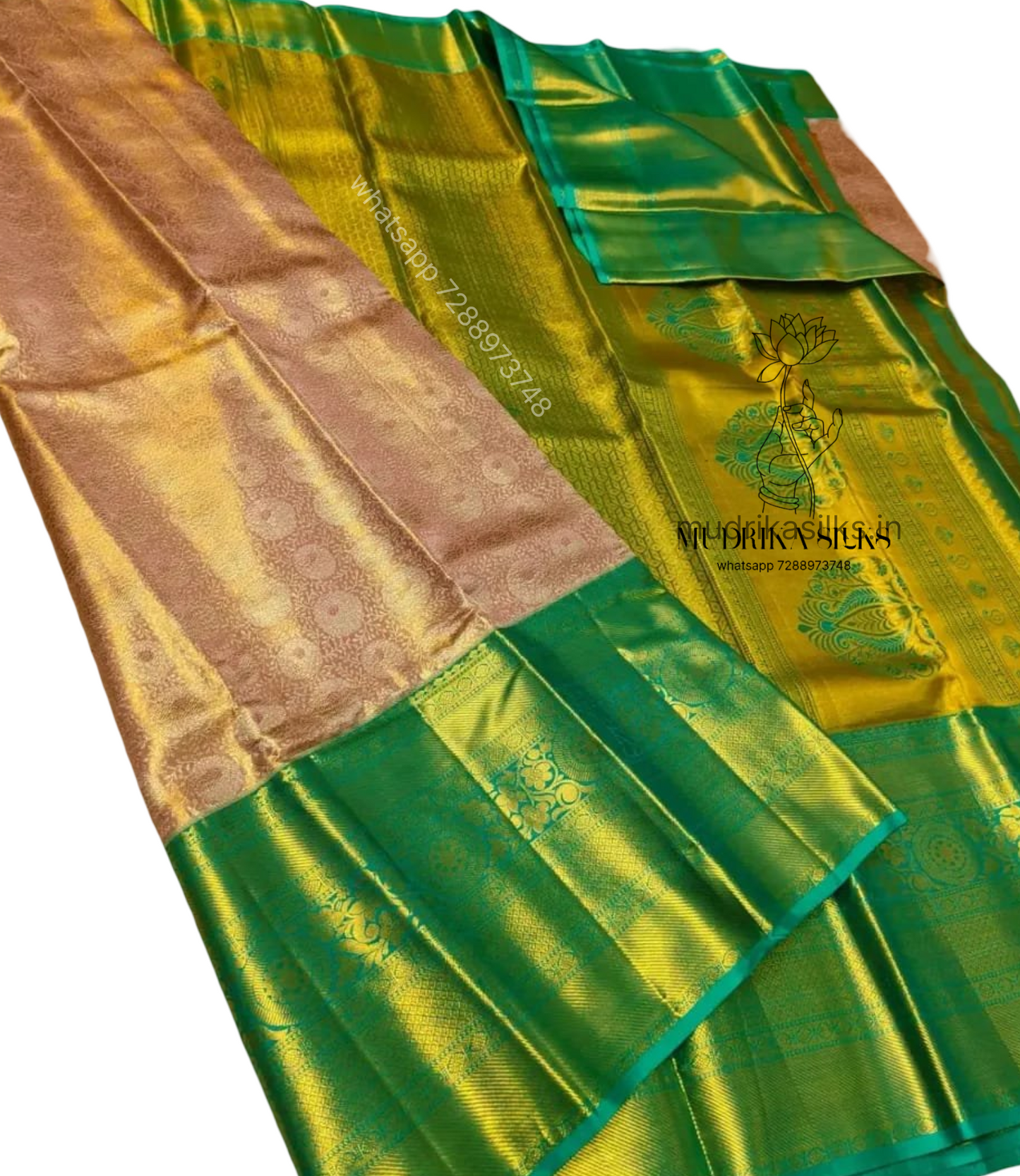 Beautiful green border with floral design allover saree