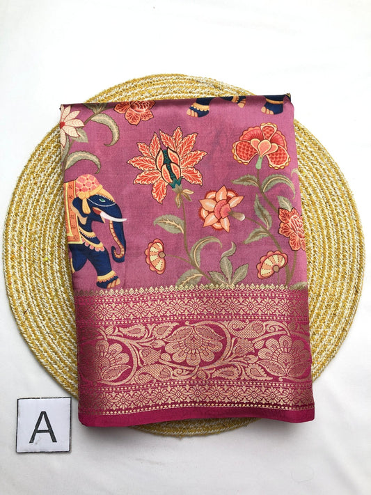 Soft silk saree with allover floral design