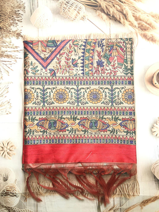 Bhagalpuri Saree with kalamkari print