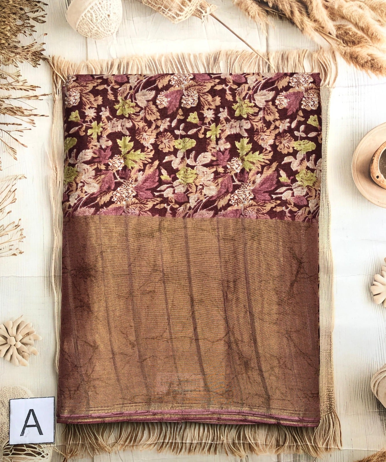 Elegant dola silk saree with floral print