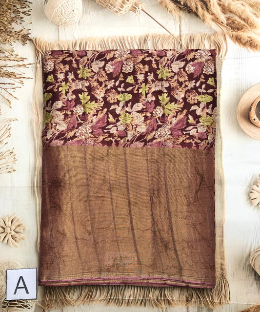 Elegant dola silk saree with floral print