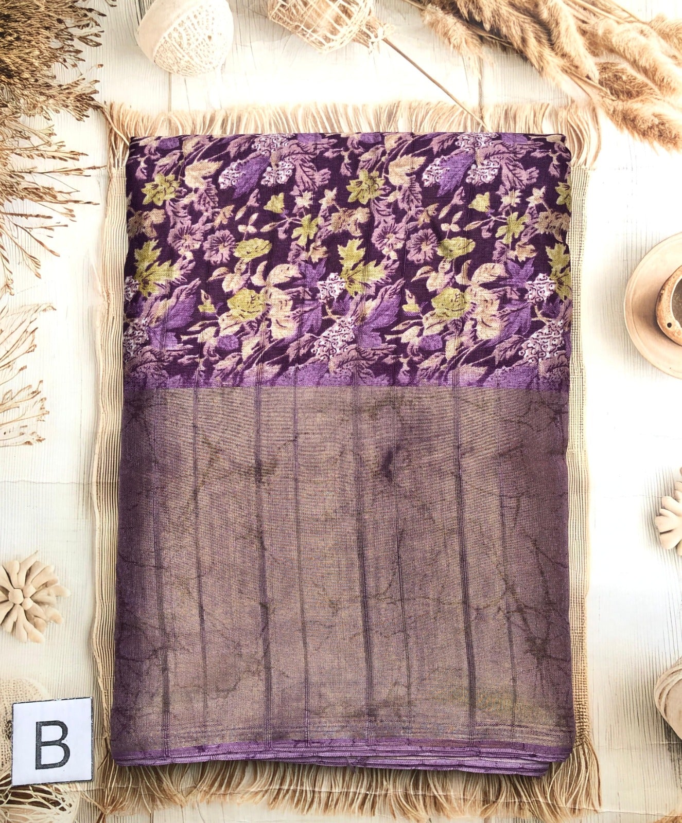 Elegant dola silk saree with floral print