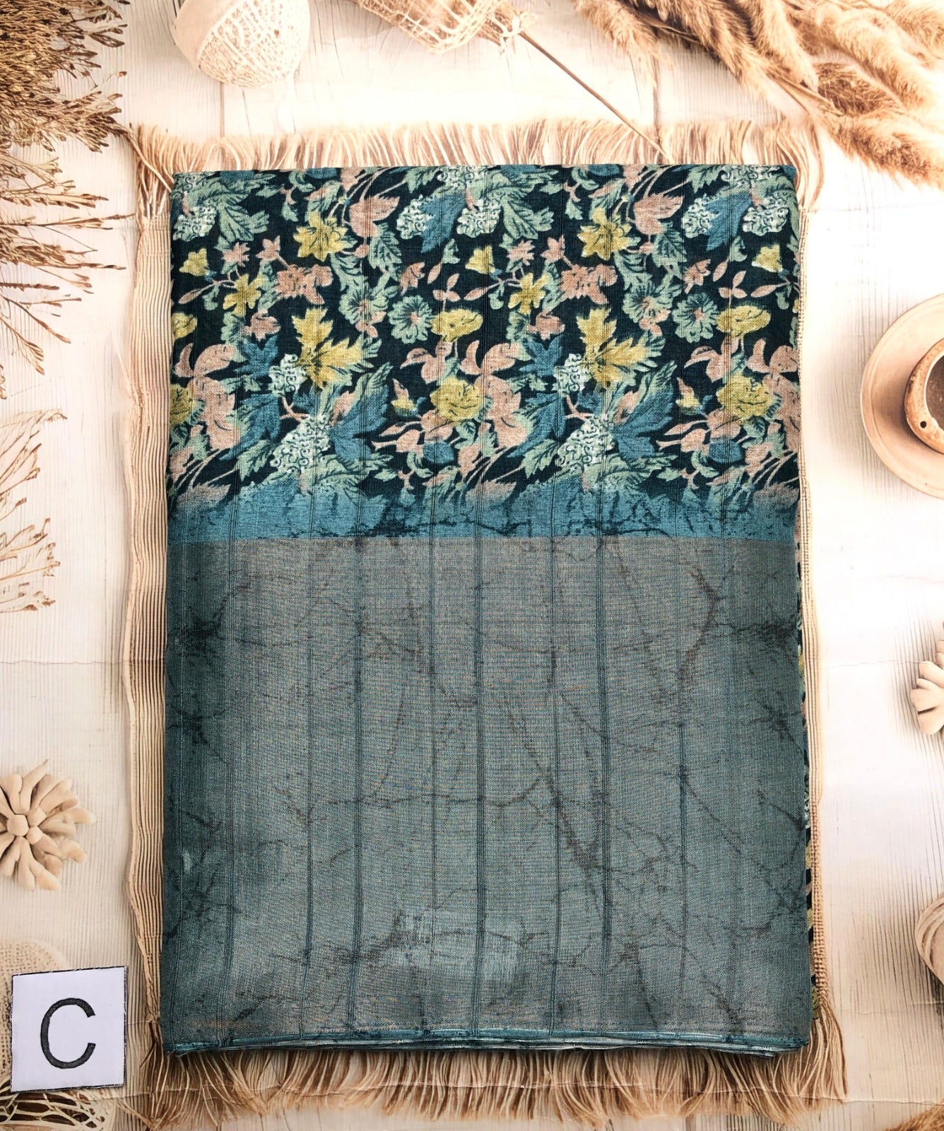 Elegant dola silk saree with floral print