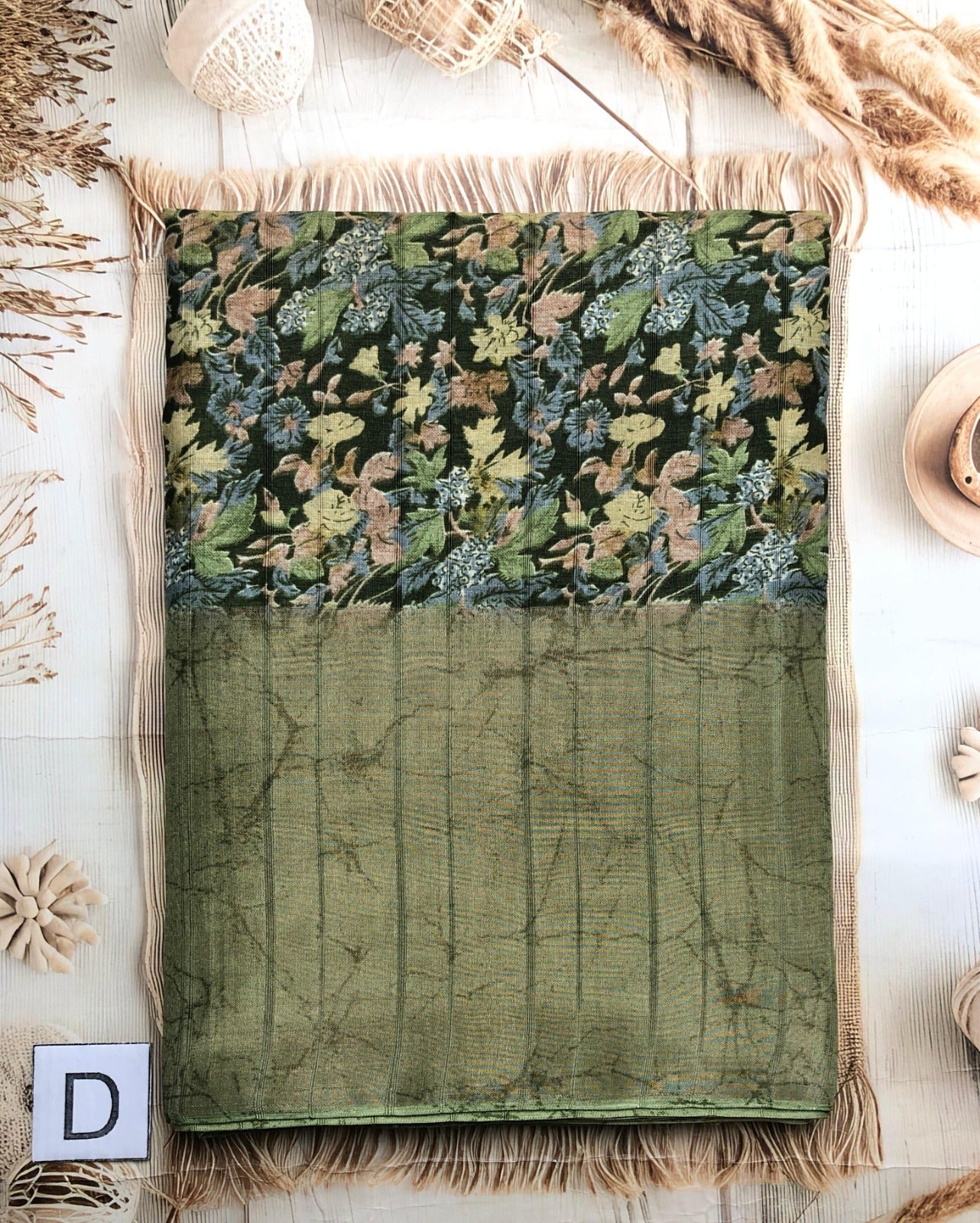 Elegant dola silk saree with floral print