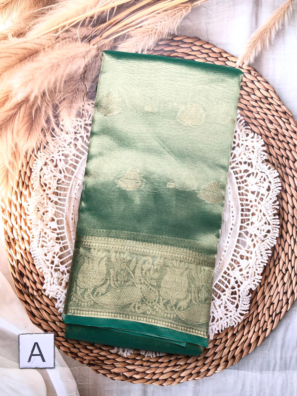 Tissue Saree with zari Buttas and border