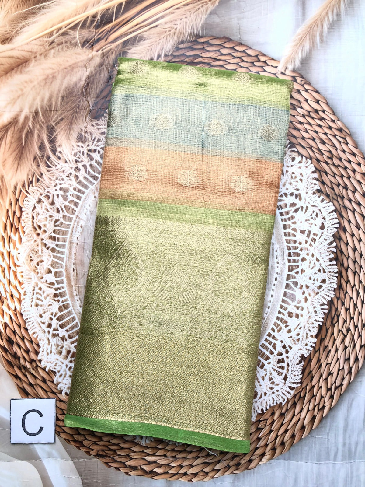 Elegant Multi Colour Tissue Saree