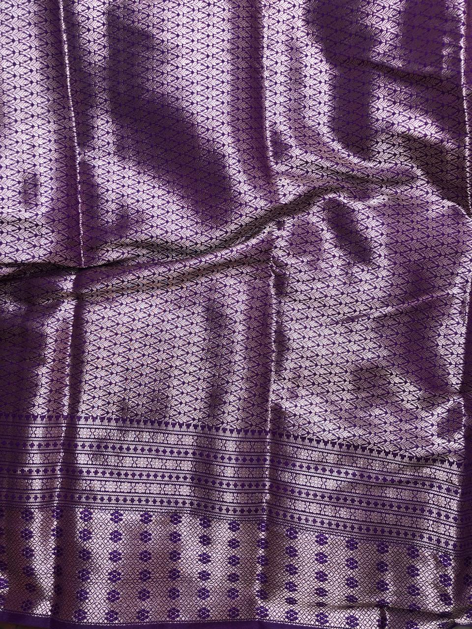 Purple Benarasi tussar silk Saree with elegant border
