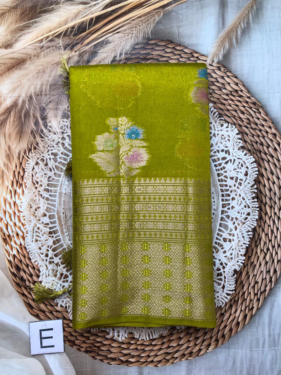 Purple Benarasi tussar silk Saree with elegant border