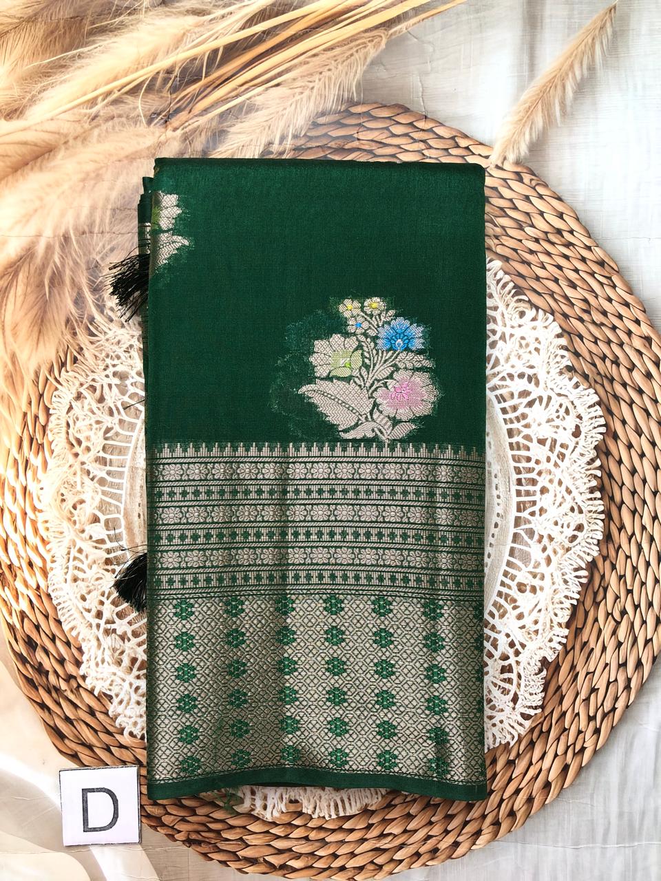 Purple Benarasi tussar silk Saree with elegant border