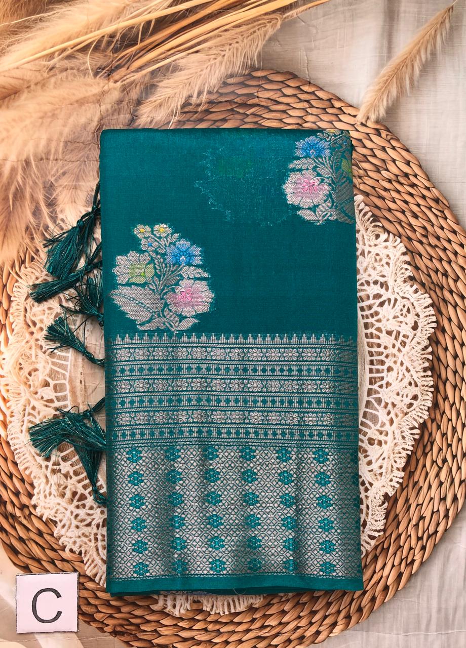 Purple Benarasi tussar silk Saree with elegant border