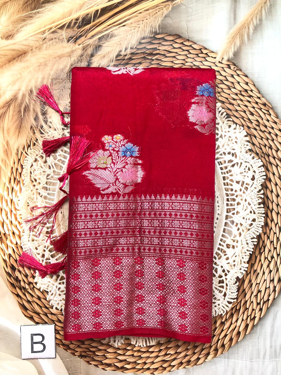 Purple Benarasi tussar silk Saree with elegant border