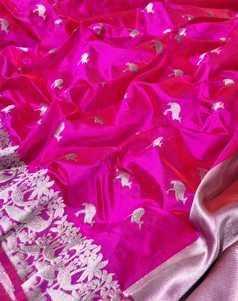 Designer pink chanderi silk saree