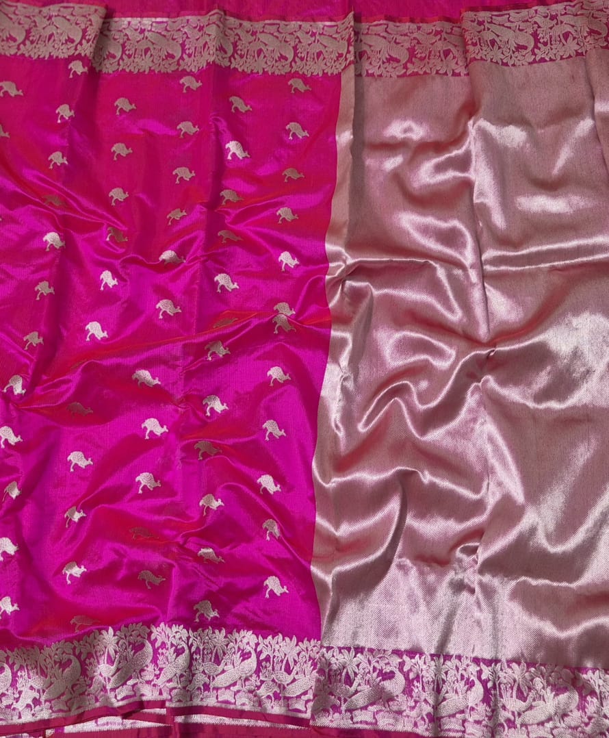 Designer pink chanderi silk saree