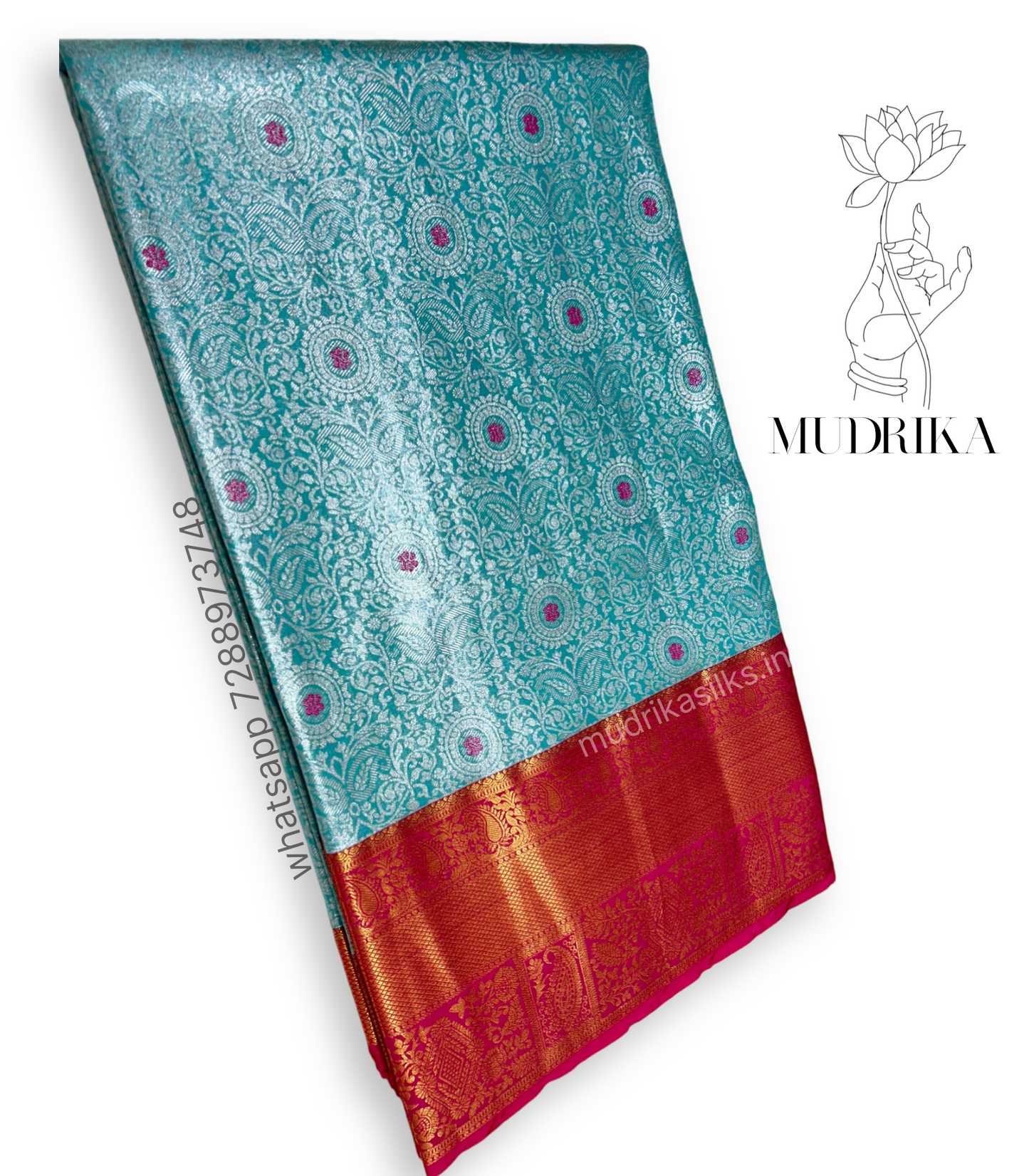 Aquablue Tissue Kanchipattu saree