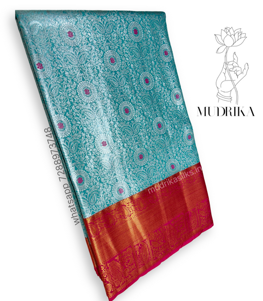 Aquablue Tissue Kanchipattu saree