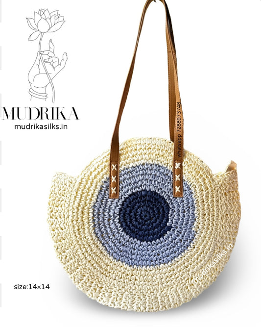 White Round beach tote bag