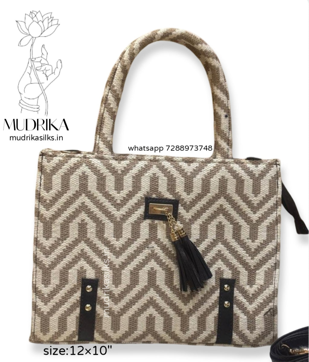 Geometric weaved tote bag