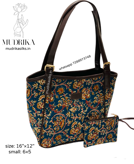 Kalamkari style design tote bag