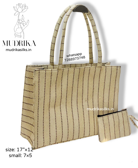 Jute strips tote bag