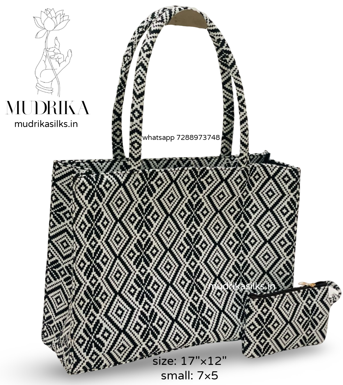 Geometric weaved tote bag