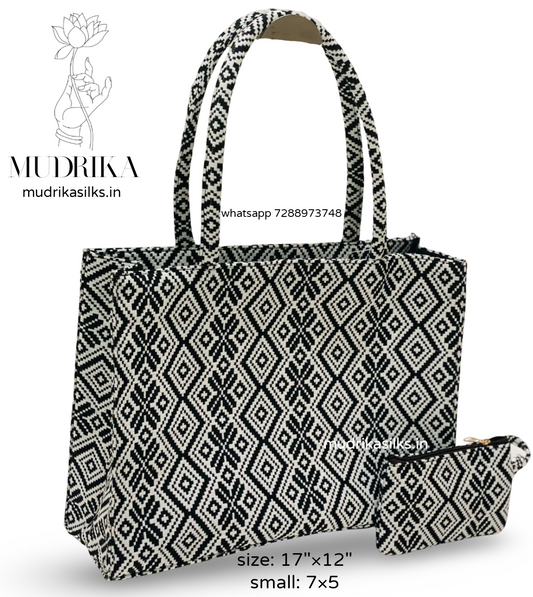 Geometric weaved tote bag