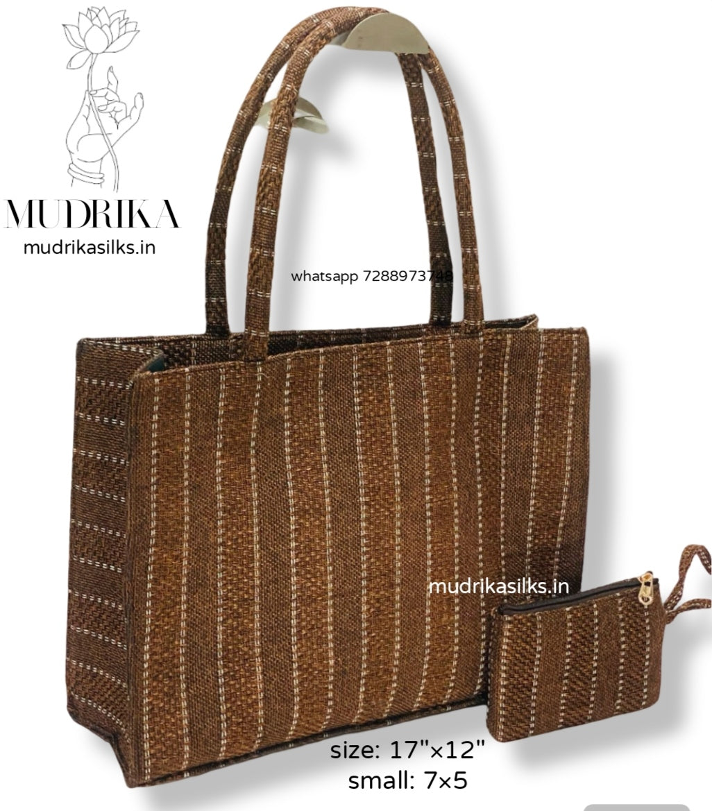 Jute strips tote bag