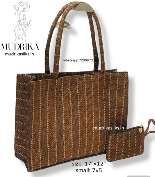 Jute strips tote bag