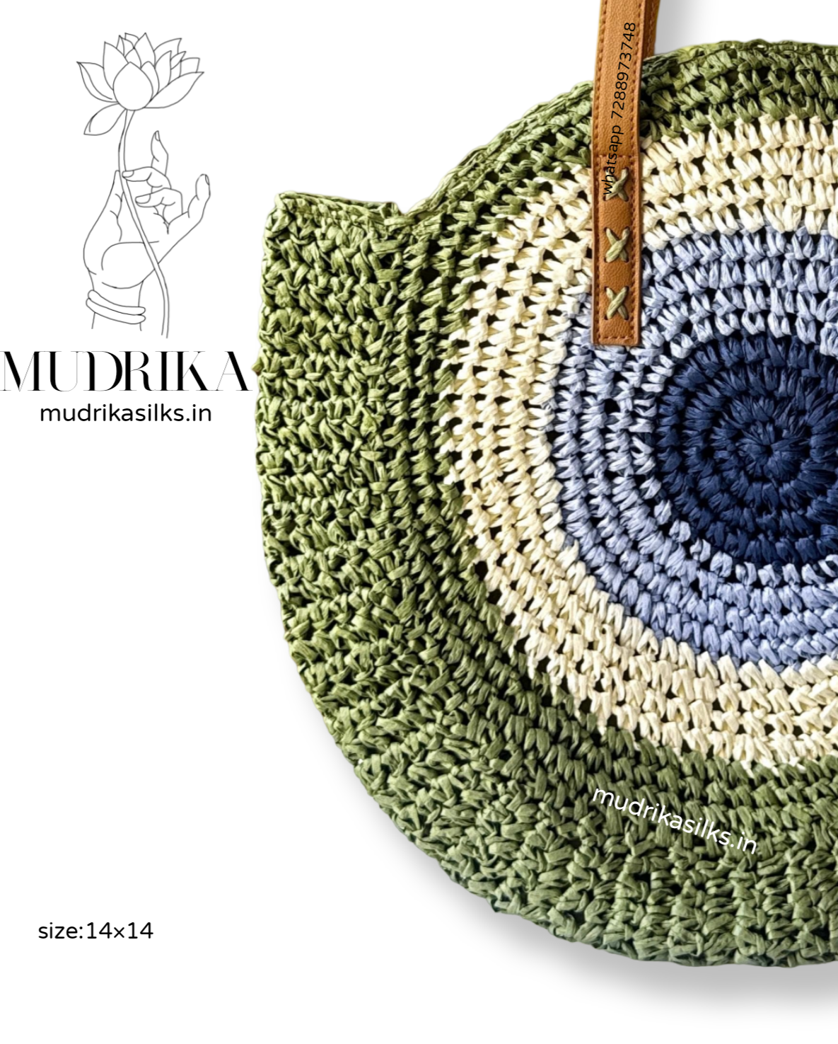 Pista green round beach tote bag