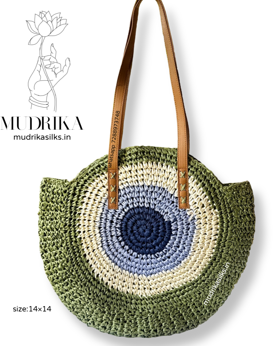 Pista green round beach tote bag