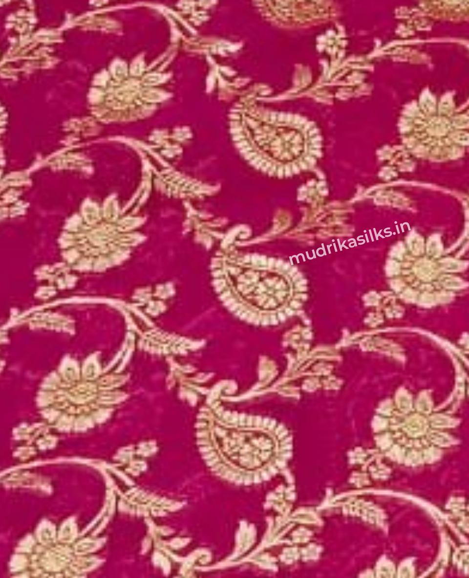 Peach pink benarasi georgette saree