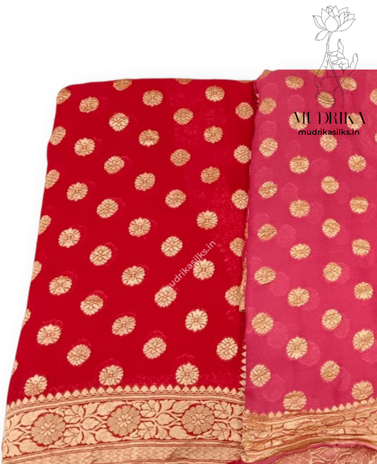 Red handloom georgette saree