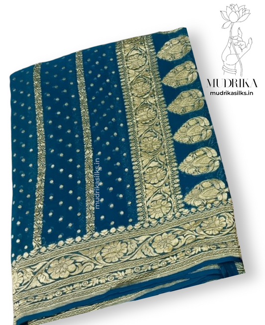 Deep Blue georgette saree