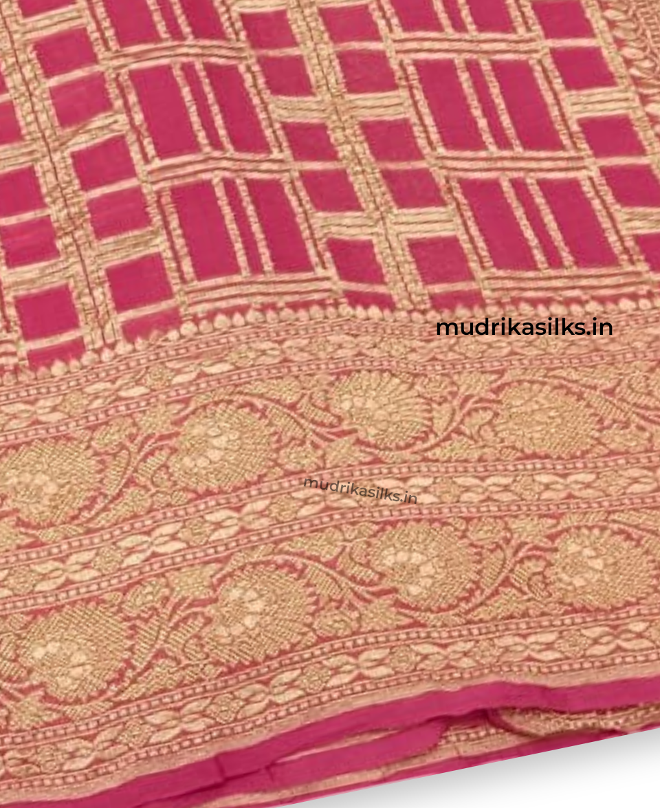 Peach orange georgette Handloom saree