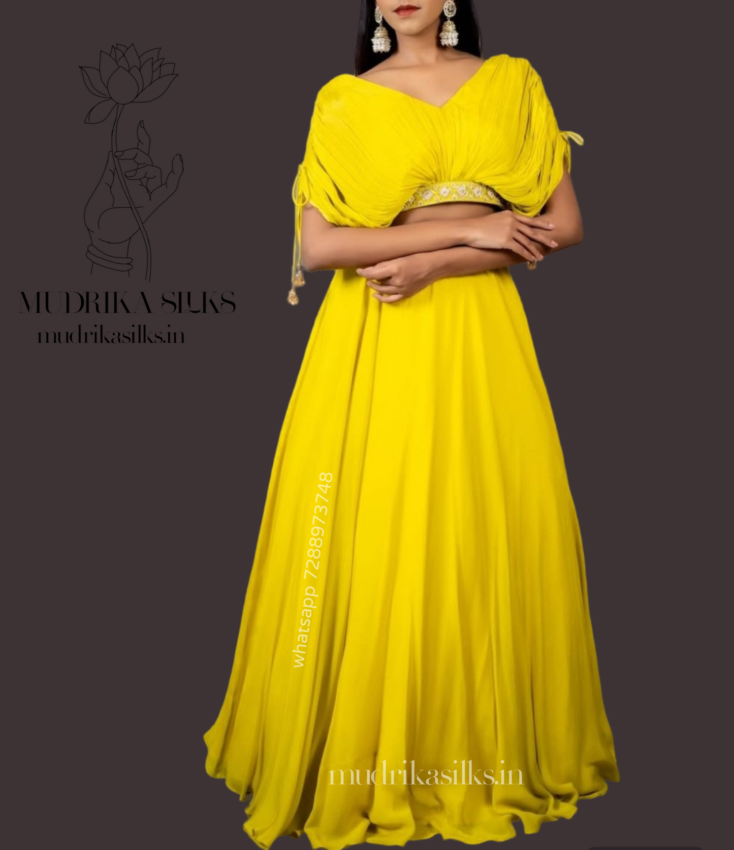 Yellow lehenga with designer blouse