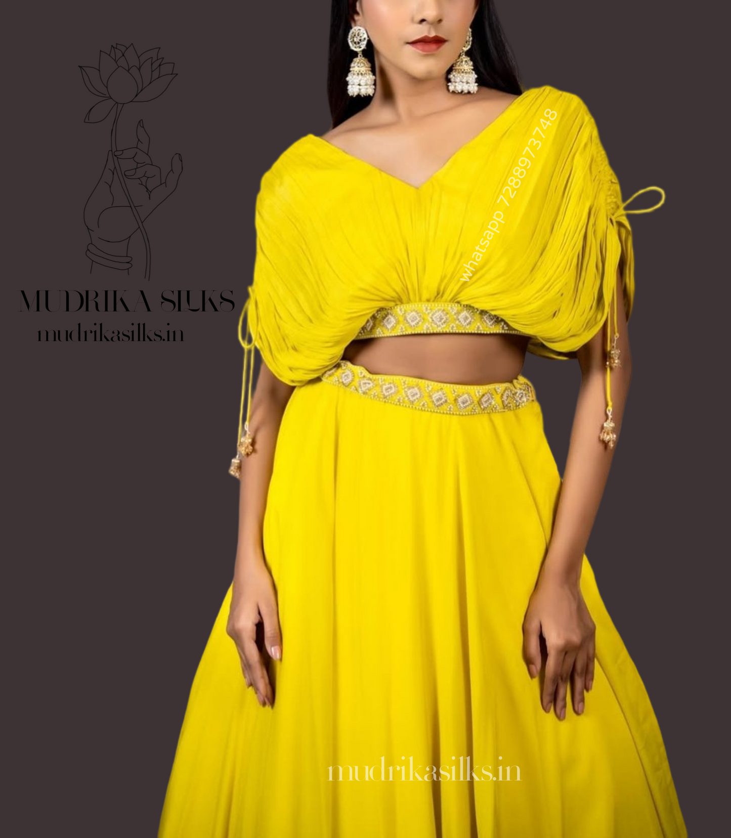 Yellow lehenga with designer blouse