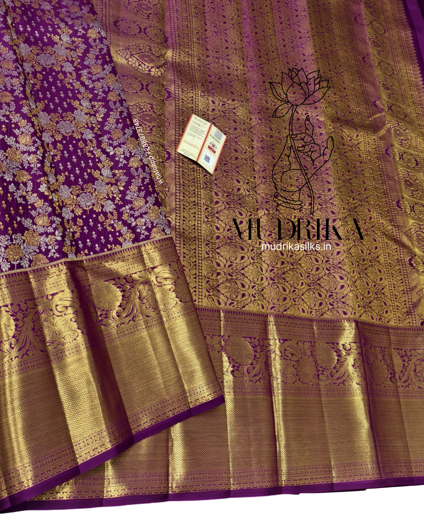 Purple Kanchipattu saree with goldzari design