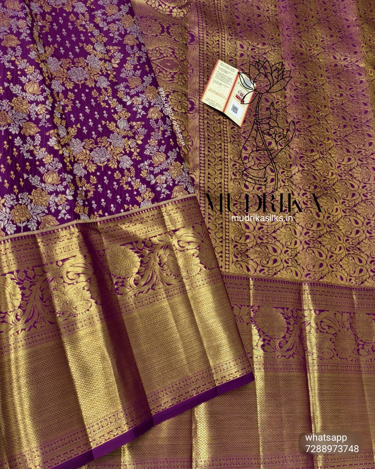 Purple Kanchipattu saree with goldzari design