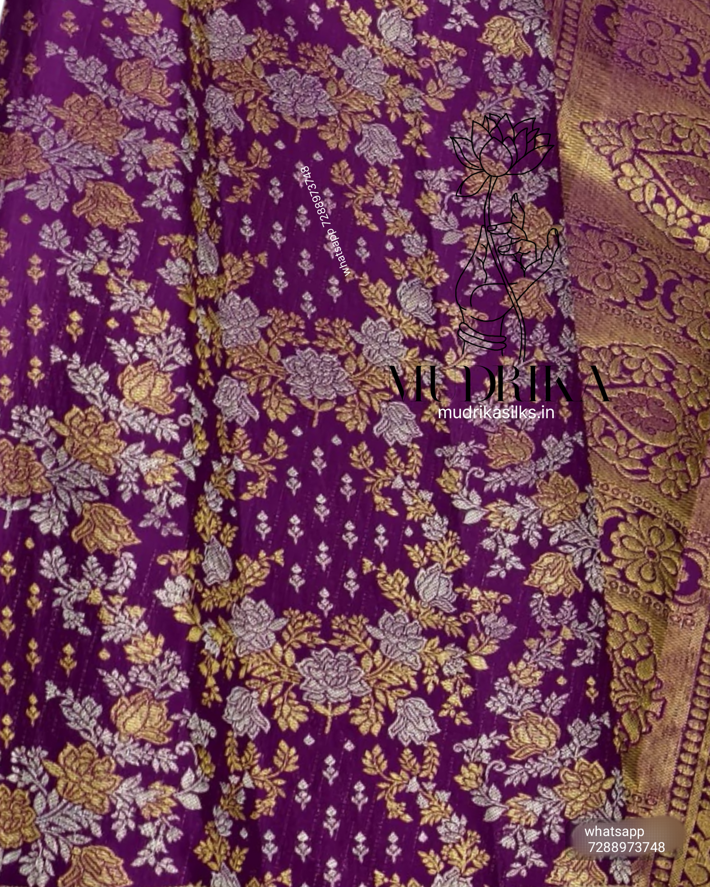 Purple Kanchipattu saree with goldzari design
