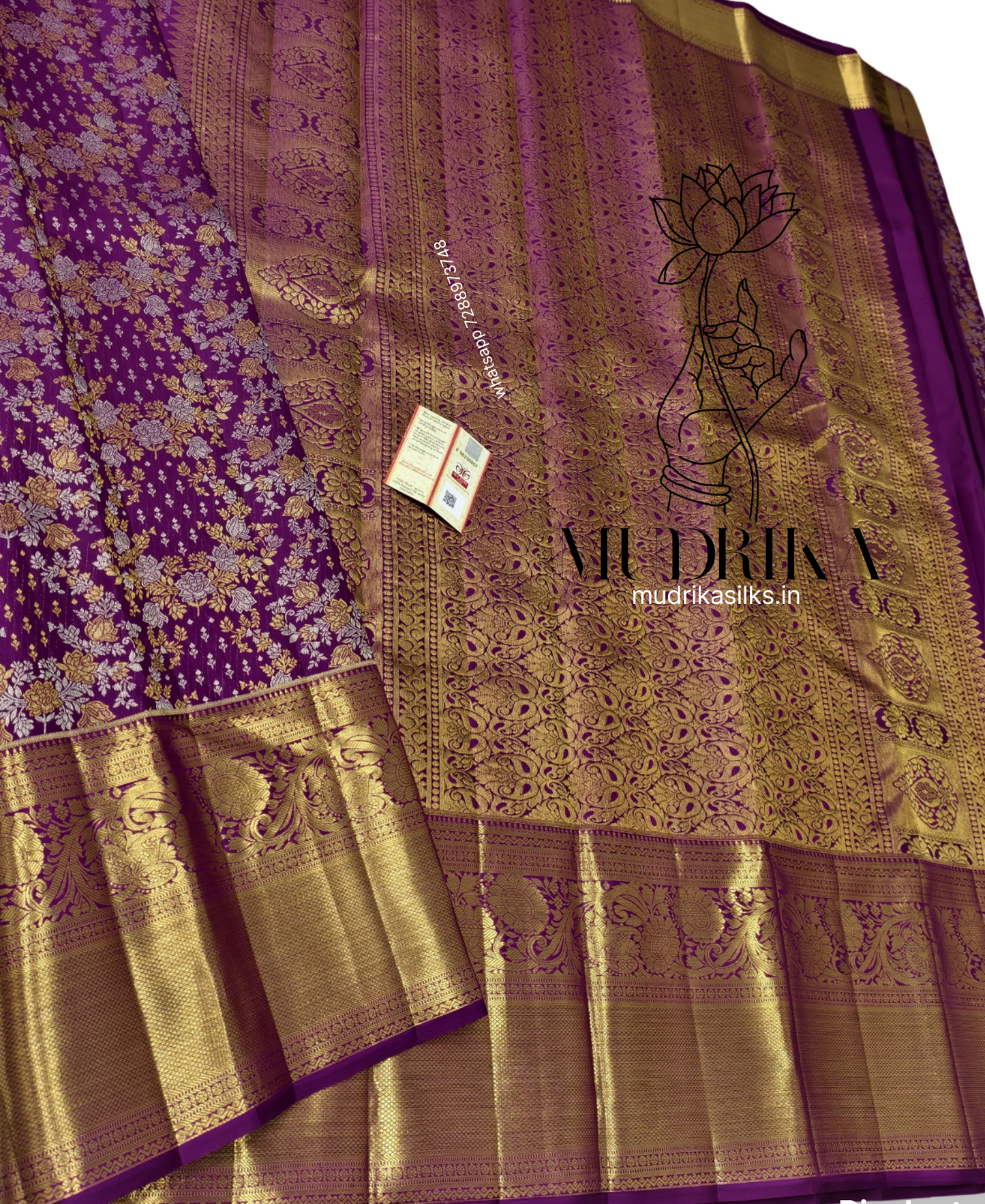 Purple Kanchipattu saree with goldzari design